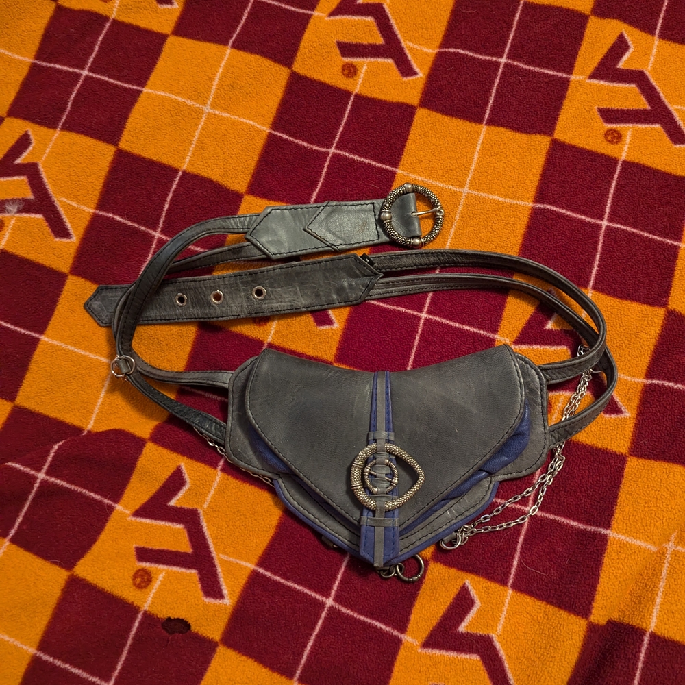 Teal & Blue Leather Fantasy Belt